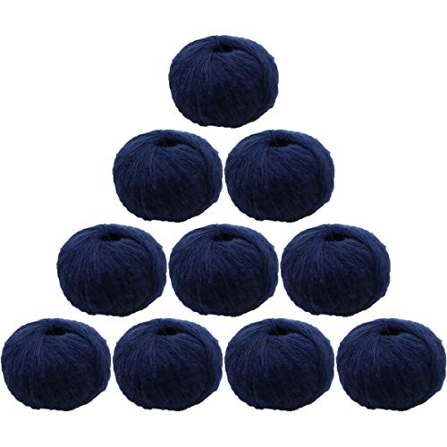 10Pcs 250G 8.1Oz Soild Color Angola Amorous Mohair Crochet Wool Yarn For Diy Handmade Knitted Crochet Baby Sweater Scarf Shawl Scarf Fine Thread Clothes Yarn Navy #TOP22