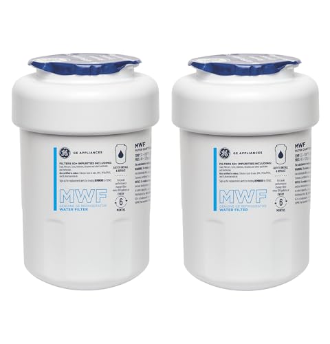 GE MWF Refrigerator Water Filter, Genuine Replacement Filter, Certified to Reduce Lead, Sulfur, and 50+ Other Impurities, Replace Every 6 Months for Best Results, Pack of 2