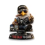 “Too Old to Care” Rebel Eagle Dashboard Bobblehead – Funny Car Ornament for Bikers, Drivers, Dads, and Veterans – Unique Spring Bouncing Figurine for Cars, Trucks, and Desks