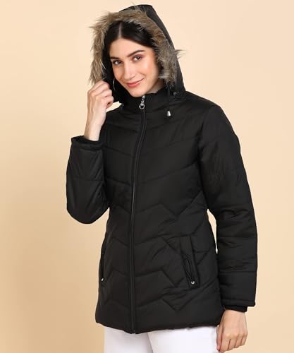 Image of Ellipse Nylon Regular Length Jacket For Girls Solid Color Women's Winter Jacket Stylish Quilted Regular Fit Full Sleeves Jacket