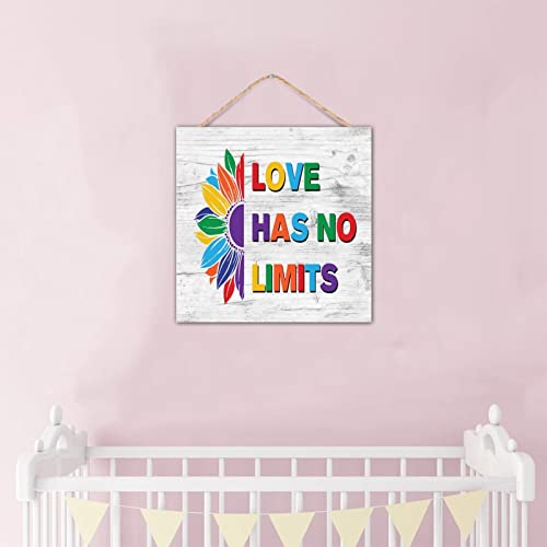 Letrero de madera Love Has No Limits arcoíris rústico de 12x12 pulgadas 7