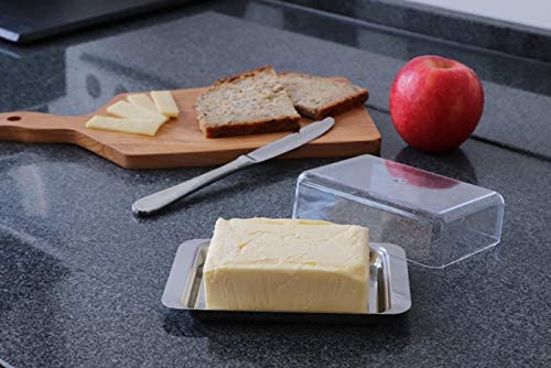 APS Fridge Butter Dish - piatto per il burro in acciaio inossidabile di alta qualità Made in Germany - resistente e antiruggine 16 x 9,5 x 5,5cm, non lavabile in lavastoviglie - immagine 3