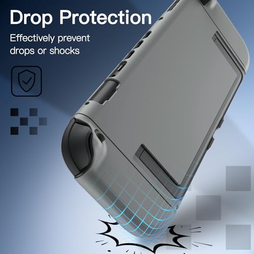 Image of JETech Slim Dockable Case for Nintendo Switch 2 (2025) 7.9 Inch, Soft TPU Grip Cover for Joy-Con Detachable, Matte Carrying Protective PC Back Shell, Anti-Scratch (Grey)