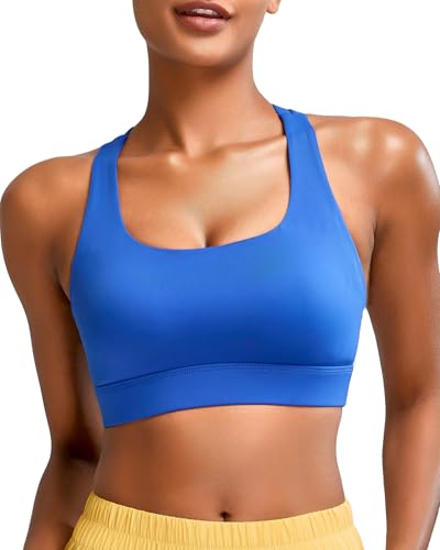Image of RUNNING GIRL High Impact Sports Bras for Women - Scoop Neck Strappy Sports Bra High Support Moulded Cup Workout Bra