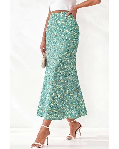 Image of BTFBM Satin Skirts for Women Trendy 2026 Summer Fall | High Waisted A-Line Leopard Print,Floral Print, Business Casual,Cocktail,Wedding Guest,Long Silk Midi Skirt