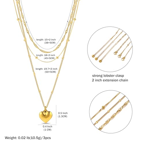 Elegance 11 designs Gold Heart Pendant Necklaces for Women,Dainty Layered Choker Waterproof Necklaces Stack Set for Women Trendy Gold Cute Necklaces Jewelry Gift 5