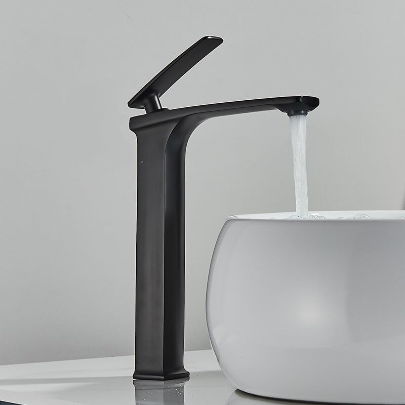 Robinet de lavabo noir mat haut mitigeur de salle de bain eau chaude froide