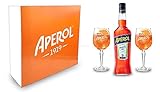  Aperol Geschenkset - Aperol Aperitivo Italiano 0,7L (11% Vol) + 2x Aperol Gläser/Glas- [Enthält Sulfite]