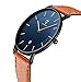 BEN NEVIS Watch, Mens Watch, Minimalist Fashion Simple Wrist Watch Analog Date with Leather Strap Orange Blue