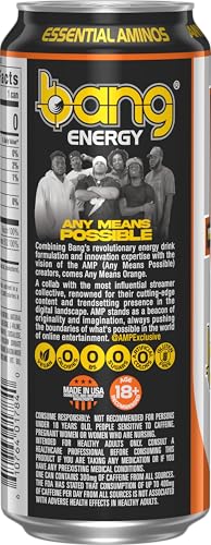 Bang Energy Any Means Orange, Zero Sugar Energy Drink, 16-Ounce (Pack of 12)
