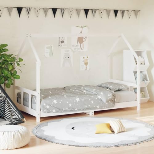 prissent Cama para niños de madera maciza de pino, 90 x 190 cm, estructura de madera, estructura de cama de madera, para dormitorio, cuna, gemelar, decoración de dormitorios