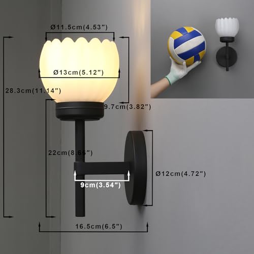 Image of Yosoan Brass Boho Indoor Vintage Wall Sconce Set of 2, Modern Vanity Finished Industrial Hardwired Wall Mounted with Milk Transparent Tulip Flower Shade for Living Room Bedroom Kitchen Hallway(Black)