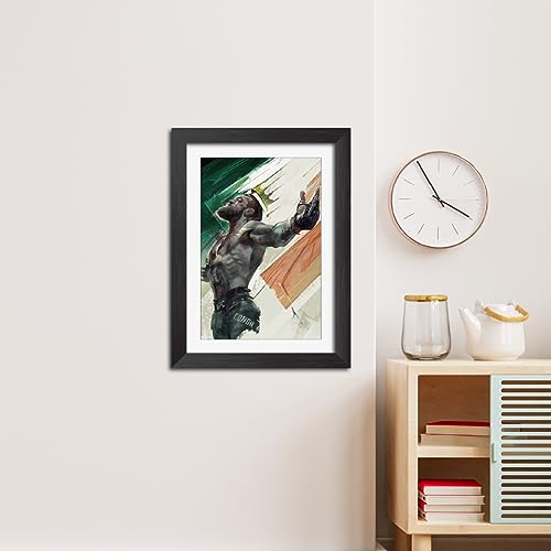Image of TenorArts Conor McGregor MMA Poster Frame Fighter Laminated Photo Framed Painting with Matt Finish Black Textures (12 inches x 9inches)