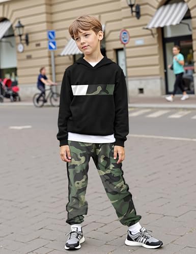 Image of Boys Clothes Boy Outfits 2-Piece Long Sleeve Hoodie and Camouflage Pants Boys Fall Winter Clothes for 6-16 Years