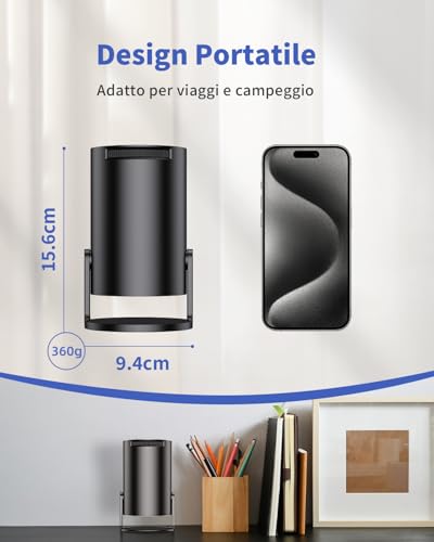 [Apps integrate] Proiettore Portatile, Yoton Mini Proiettore con WiFi 6 Bluetooth 5.4, Mirroring Dello Schermo Wireless, Support 4K 1080P Auto Keystone, Compatibile con HDMI/TV Stick, Nero - Immagine 3