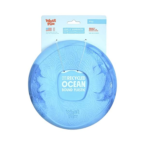 West-Paw-Seaflex-Sailz-Dog-Toy-Flying-Disc--Machine-Washable-Dog-Toys-for-Moderate-Chewers--Eco-Friendly-Zogoflex-Toys-for-Dogs--Perfect-for-Gnawing-Fetch-Catch-Pet-Training--3-Colors Flying Dog Toy For Moderate Chewers
