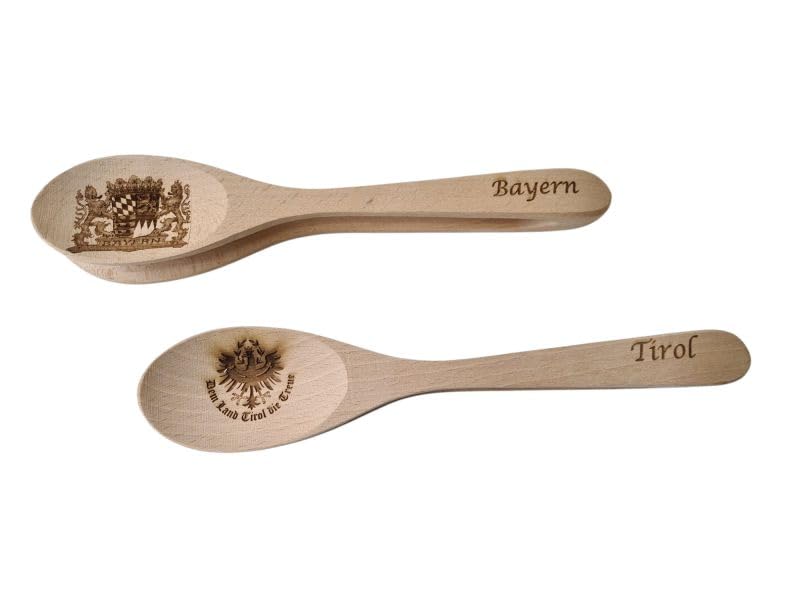 MUSIKLÖFFEL – Handgefertigt aus Klangholz, 28 cm – Das Original Rhythmusinstrument für Volksmusik – Leicht spielbar – Große Ausführung – Mit Brandmotiv „Bayern“ – Zusammenhängend