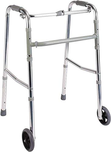 FOLDING WALKER Premium Imported Light weight Aluminum Height Adjustable Folding Walker with 2 Wheels-image-3