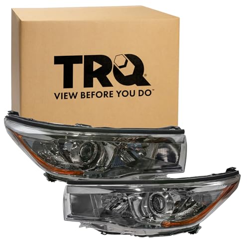 Image of TRQ 2 Piece Headlight Assembly Set Driver & Passenger Side Compatible with Toyota Highlander 2014-2016 TO2502225 TO2503225 811100E250 811500E250