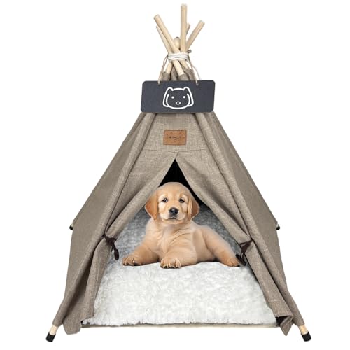 Haustier-Tipi Für Hunde & Katzen – Tragbares Zelt Mit Kissen, 50×50×60 Cm, Gelb