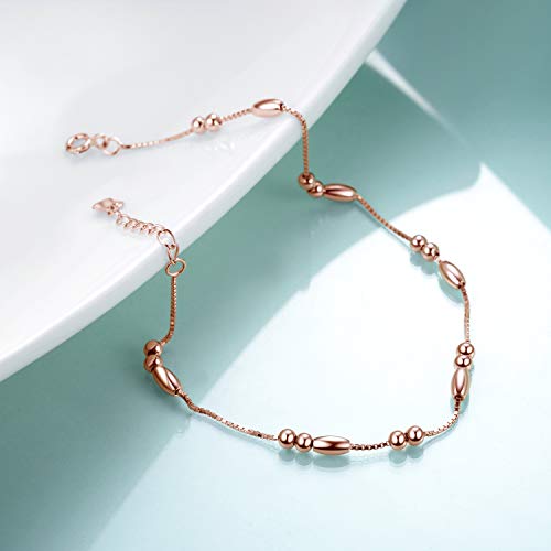 Image of WINNICACA 925 Sterling Silver Anklets for Women Adjustable Beaded Butterfly Opal Anklet Bracelet Foot Chains Jewelry Gifts for Women Beach Birthday Christmas Gift