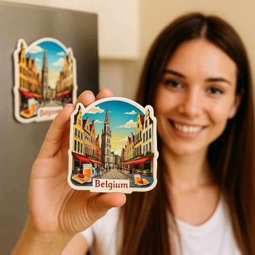 Image of Naxon Belgium Theme Souvenir Fridge Magnet - 3x3 Inch Stylish Refrigerator Magnet for Kitchen & Home Decor | Travel Souvenir Gift from Belgium | Fridge Decoration Magnet | Pack of 1