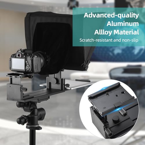 Image of Andoer Portable Teleprompter 16-inch Universal Prompter Teleprompter for Smartphone Tablet DSLR Camera with Remote Control Carrying Case for Interview Stage Speech Live Streaming Online Video Vlog