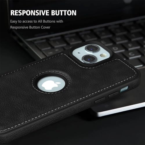 Image of Pikkme Back Cover for iPhone 15 | Pu Leather| Super Soft-Touch | Raised Edges | Camera Protection Bumper Case (Black)