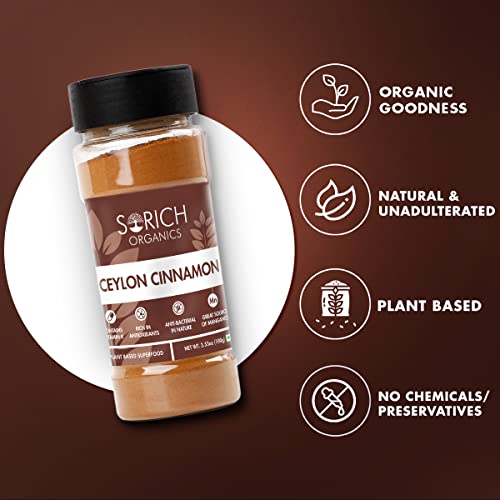 Image of Sorich Organics - 50 Gm - Ceylon Cinnamon Powder - Ceylon Sticks Grounded - SriLankan Dalchini Powder for Cooking, Tea & Baking