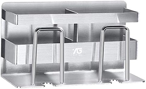 PANJIN Toothbrush holder-Wall-mounted-304 Stainless Steel - Bathroom Punch-Free Double 304 Stainless Steel Toothpaste, Razor, Cup Storage Rack