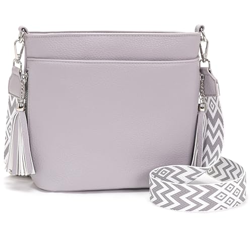 Paigtes bolso bandolera mujer mediano bolso cruzado mujer bolso mujer bolso cuero mujer bolso Marrón Gris claro