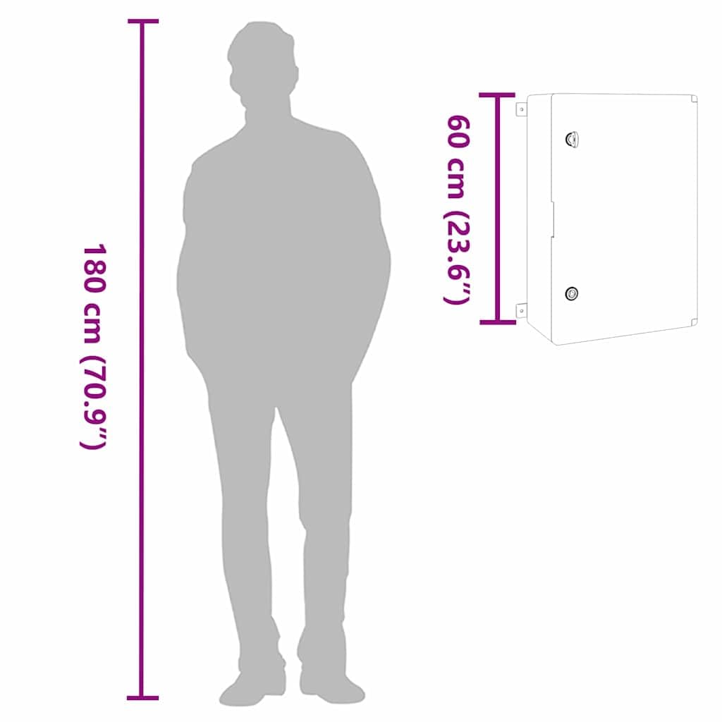 vidaXL Steuerungsschrank Grau 47 x 20 x 50 cm ABS Kunststoff, Moderner Werkstatt-Schrank, robuste Werkzeuglagerung, minimalistischer Organizer für drinnen und draußen, grau