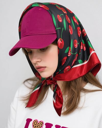 AWAYTR 27.5" Satin Head Scarf for Women's Hair Scarf Reversible Silk Bandanas for Sleeping Head Wrap Neck Cover3