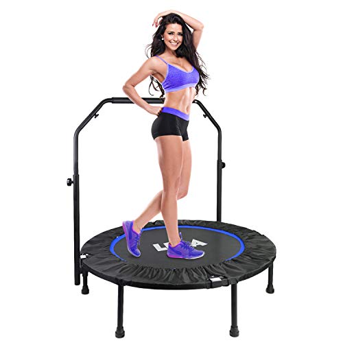 Foldable 40" Mini Trampoline, Max. Load 330lbs Fitness Rebounder with Adjustable Handle