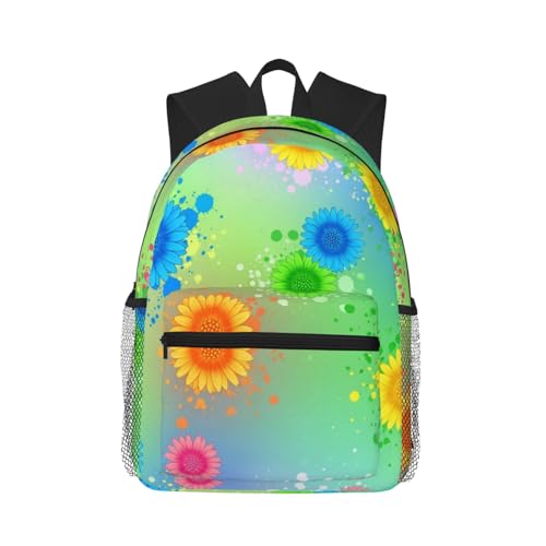 Casual Rucksack Large Capacity Anti-Theft Multipurpose Shoulder Bag for Gym Work Bicycle, Summer Flowers Dragonfly Bags, Travel Hiking Backpack Water Resistant