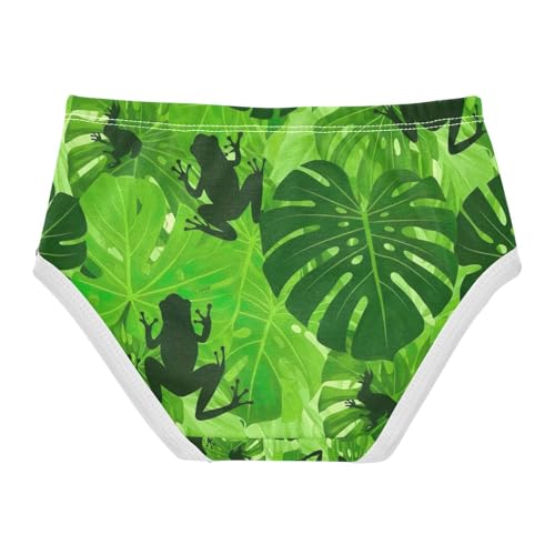 Toddler Briefs, Green Tropical Leaves Frog Cotton Underwear Girls, 2–8 Years2