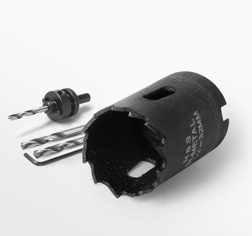 Image of 1-1 /4 Inch Hole Saw with 1 /2 inch Triangle Shank Quick Change Arbor, JTemgle Bi-Metal Hole Saw Heavy Duty Hole Cutting Tool for Cornhole Boards, Recessed Lights, Wood, Plastic, Drywall & Soft Metal