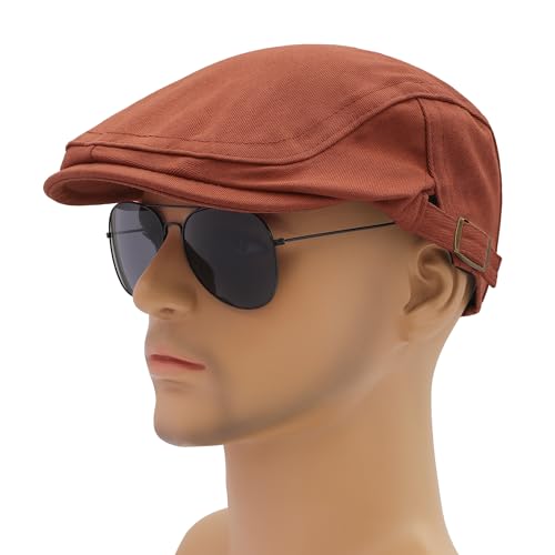 Image of ZLYC Men Cotton Flat Cap Summer Scally Ivy Gatsby Newsboy Beret Driver Cabbie Hunting Hat