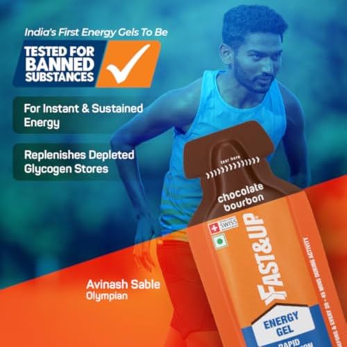 Fast&Up Energy Gel- Chocolate Bourbon flavour (Caffeinated) - Pack of 5 Gel Sachets, 30g per sachet- For Instant energy boost, Improved endurance and performance - Image 6 thumbnail