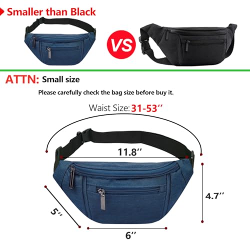 Image of Fanny Pack for Men Women,Crossbody Waist Bag Pack,Belt Bag for Travel Walking Running Hiking Cycling,Easy Carry Any Phone,Wallet, Dark blue, One Size, Fashion