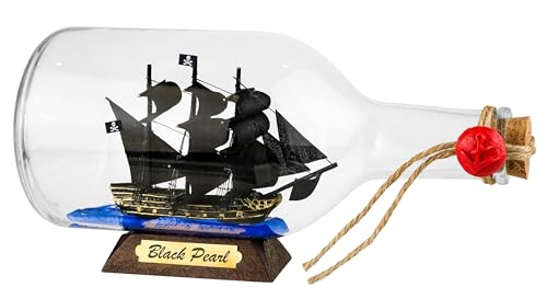 SAILINGSTORY Pirate Ship in a Bottle Ship Model Black Pearl Black Sails