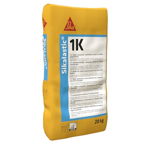 SIKA - Mortero reforzado - Sikalastic 1K blanco - Impermeabilización y protección del hormigón - Baños, duchas y piscinas - Puentea fisuras - 18 kg