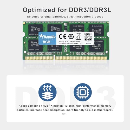 Image of DDR3 /DDR3L Laptop Memory RAM 8GB 1600MHz CL11 SO-DIMM Wlizedle PC Memory Module PC3-12800 /PC3L-12800 204-Pin 1.35V /1.5V Non-ECC Unbuffered 2Rx8 Upgrade Notebook Memory Module for Subnotebook, Green