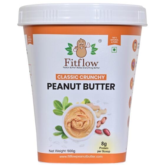 Fitflow Classic Crunchy Peanut Butter 500gms 26g Protein Crunchy Gluten & Cholesterol Free Nut Butter High in Protein Spread 100% Pure Roasted Peanuts, Zero Trans Fat (B0CVMX6ZD6) Amazon Price History, Amazon Price Tracker