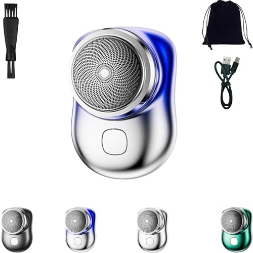 Maquinilla de afeitar eléctrica portátil de bolsillo para hombre, impermeable, lavable, portátil, para viajes, con pantalla digital, para uso en seco y húmedo. (Verde)