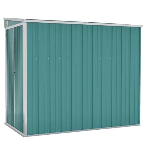 vidaXL Capanno Giardino a Parete Verde 118x194x178 cm Acciaio Zincato