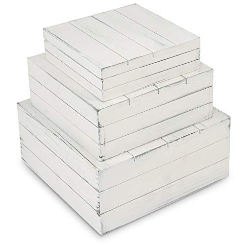 Mygift 3 Piece Vintage White Solid Dessert Cake And Cupcake Stand, Decorative Box Display Risers #TOP4