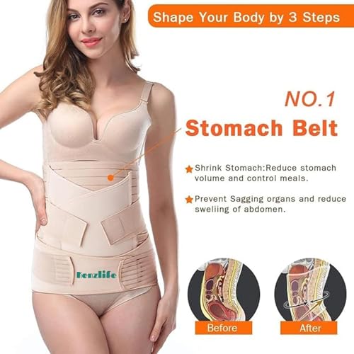 Image of Kenzlife 3 in 1 Post Pregnancy Belt for Women after Normal Delivery and C-Section Abdomen & Belly Wrap, Postpartum Recovery Belt for Belly, Waist & Pelvis Support | Free Size 30 inch-46 inch Inch (3 in 1 (Beige))