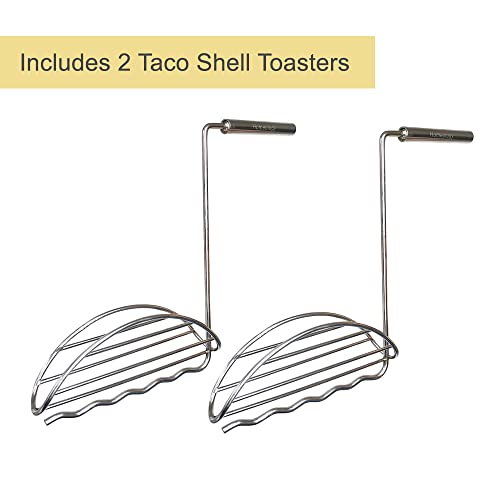 2 Upgraded Stainless Steel Taco Shell Toaster For A Toaster Or For Deep Frying | Taco Shell Warmer | Only For Soft Shell | Easy Crispy Taco Tools For Taco Tuesday #TOP5