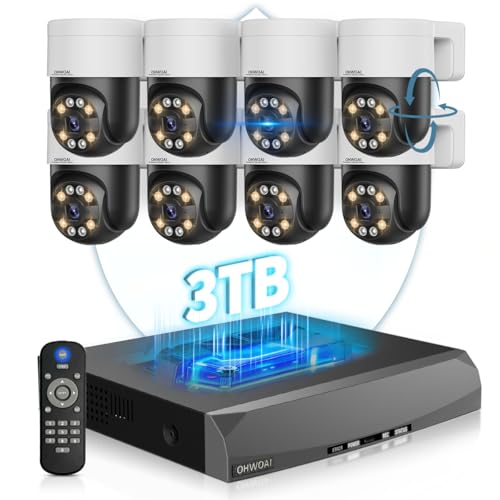 Image of 《2-Way Audio & Auto-Tracking》4K Outdoor Wired Security Camera System,360 Degrees Security PTZ IP Cameras,Surveillance Video Equipment